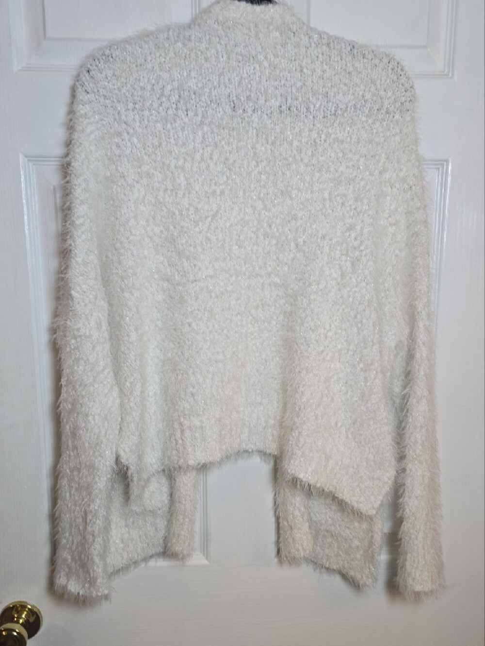 Hollister M Medium L Large Cream White Fuzzy Open-Front Women's Cardigan - Picture 4 of 4